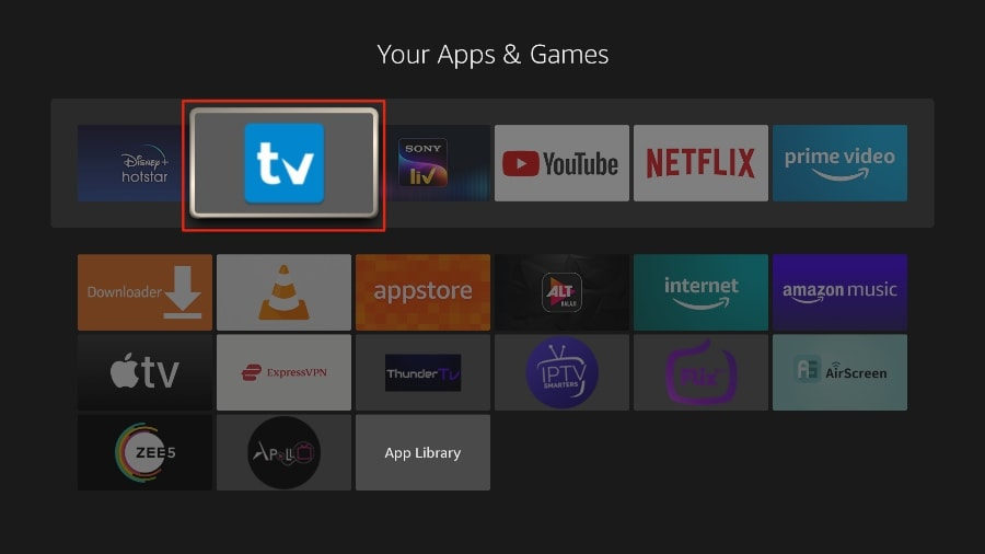 Verschieben Sie den TiviMate IPTV Player in die oberste Reihe auf dem Firestick, um direkt vom Startbildschirm aus darauf zuzugreifen. Kein Navigieren durch Menüs mehr nötig.